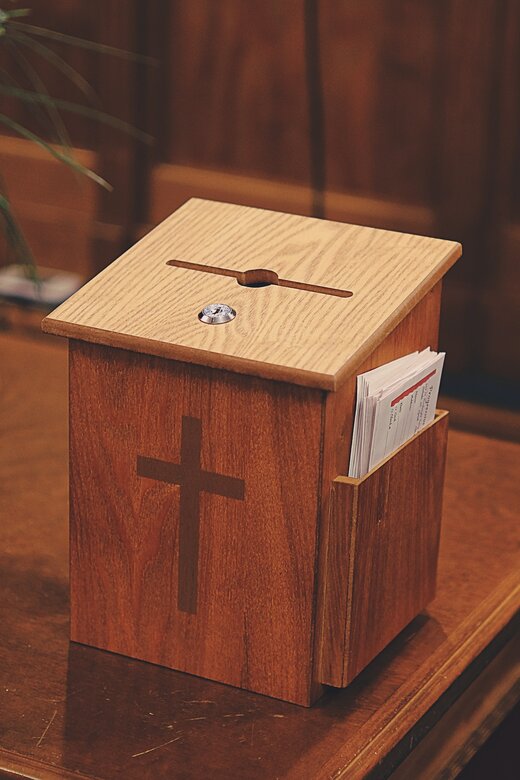 Donations box in a church